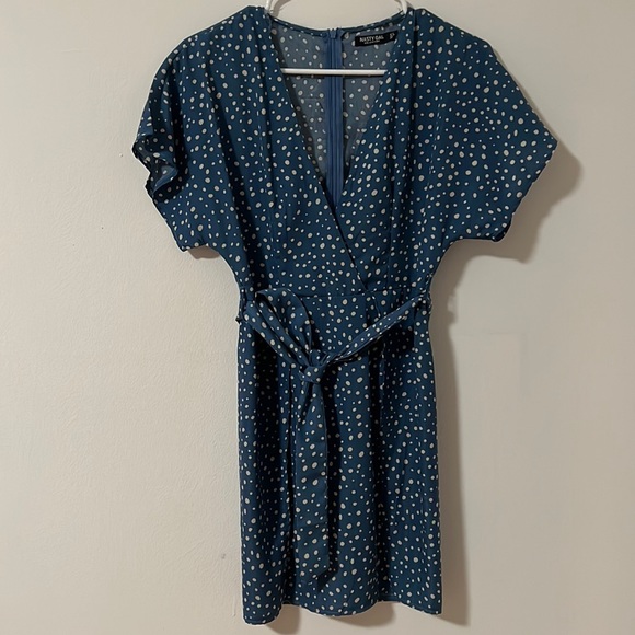 Vintage vibe blue polka dot split dress - Picture 1 of 4